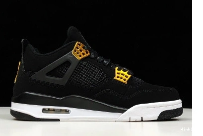 AIR 4 JORDAN MENS “ROYALTY” 308497-032 GOLD-WHITE BLACK METALLIC 0812